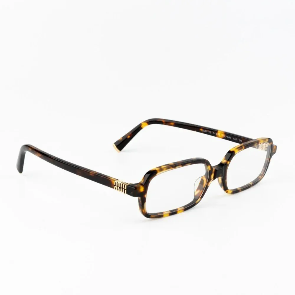 NEW Miu Miu MU11ZS 14L08N REGARD Havana Honey Rectangle Unisex Sunglasses